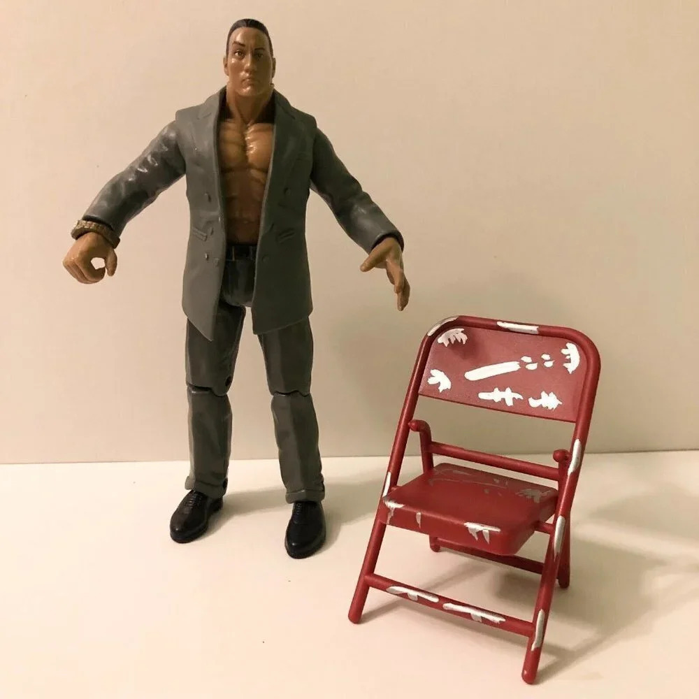 2000 The Rock Jakks Pacific Titan Tron Live WWE Wrestling Figure and Chair